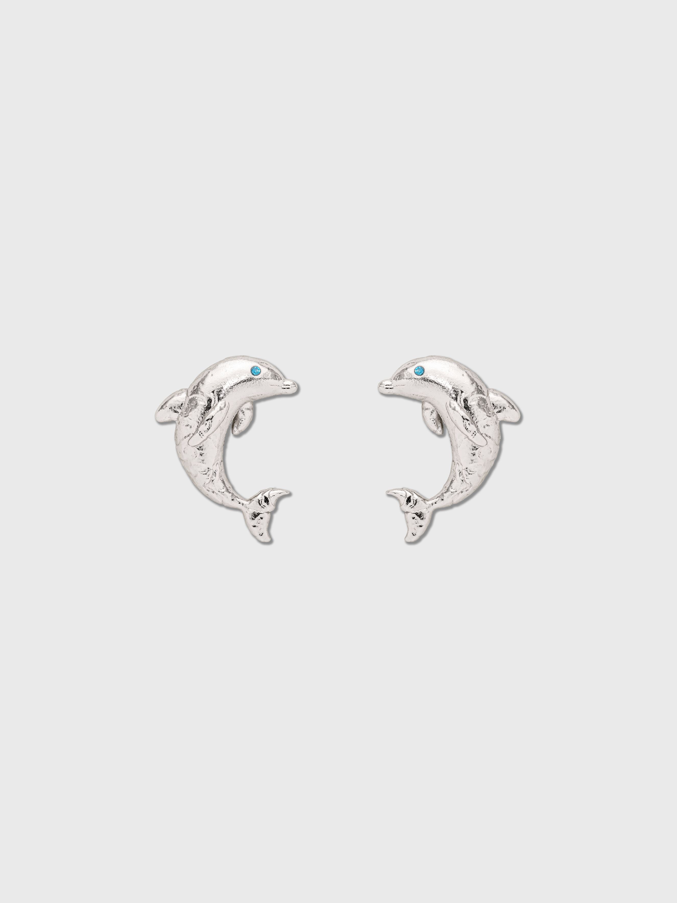 Silver Dolphin Studs