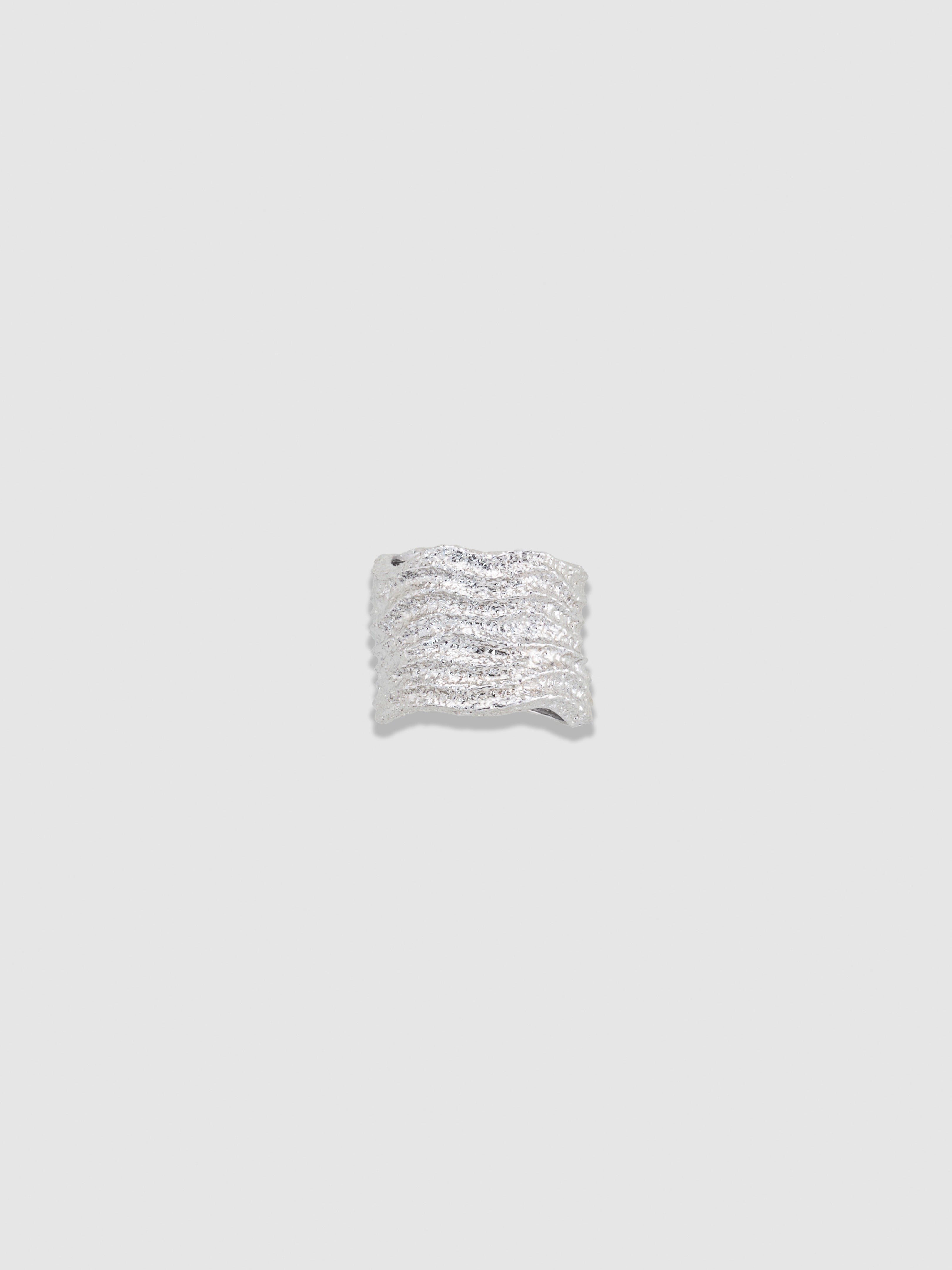 Silver Dune Wave Wide Ring