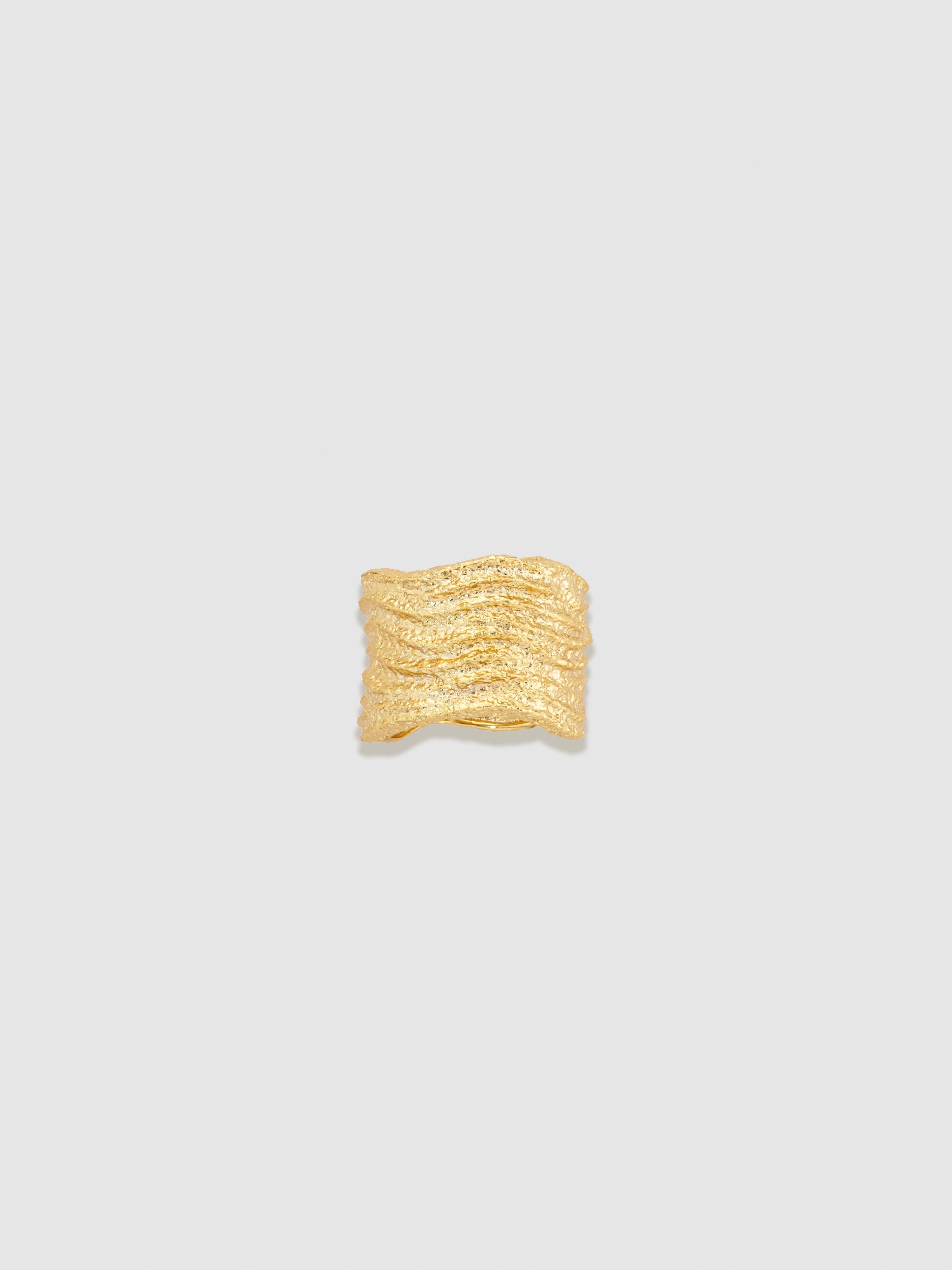 Golden Dune Wave Wide Ring