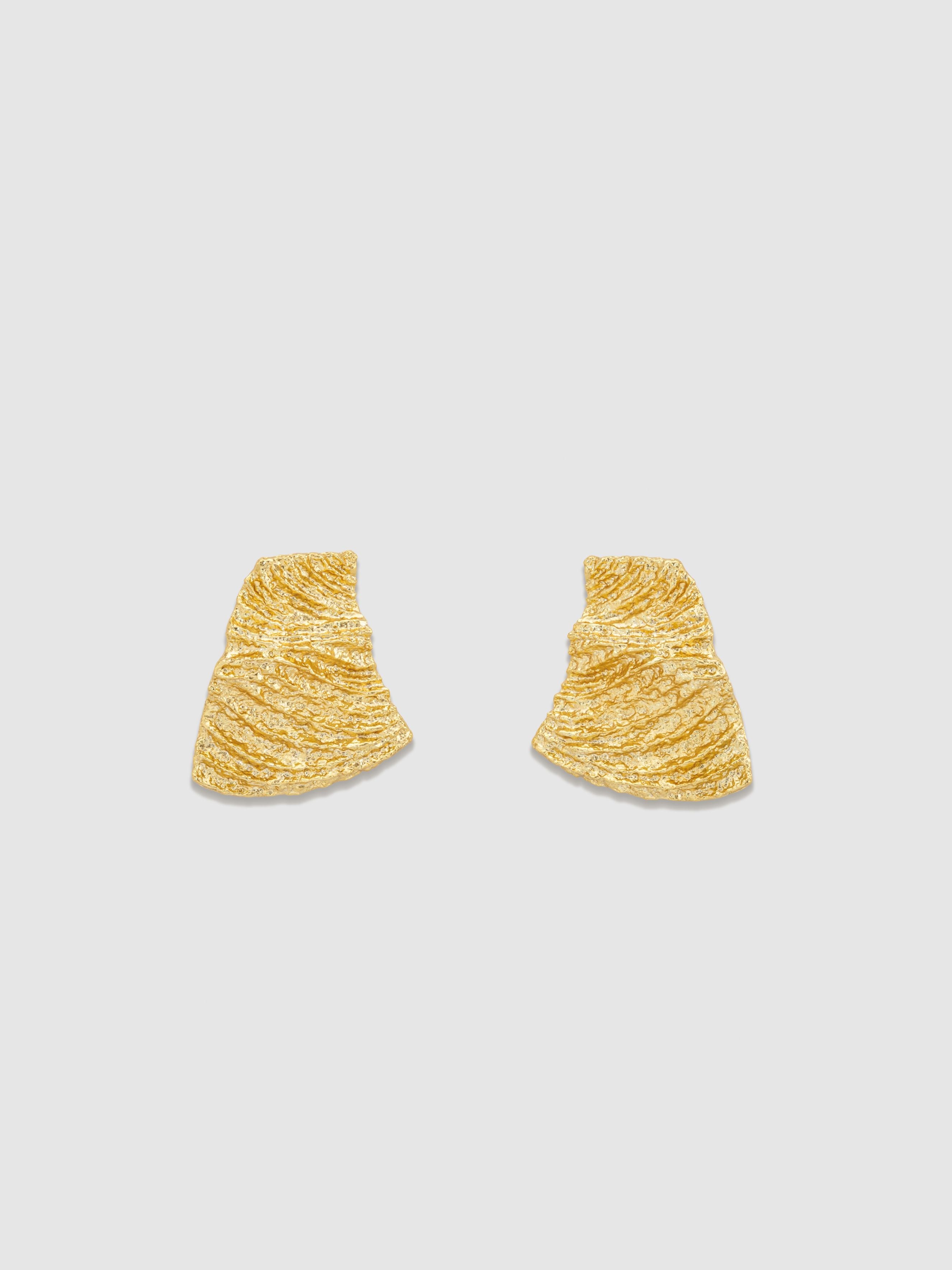 Golden Dune Fold Stud Earring