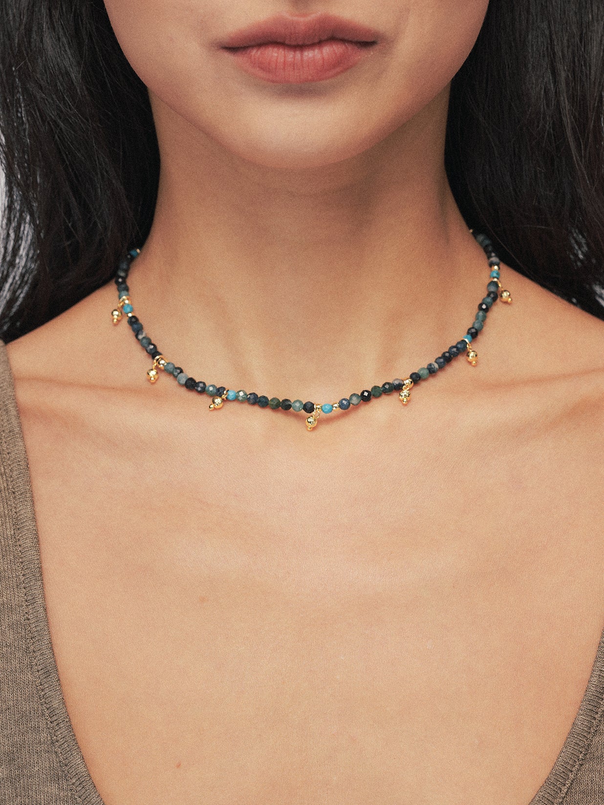 Blue Tourmaline Bead Necklace