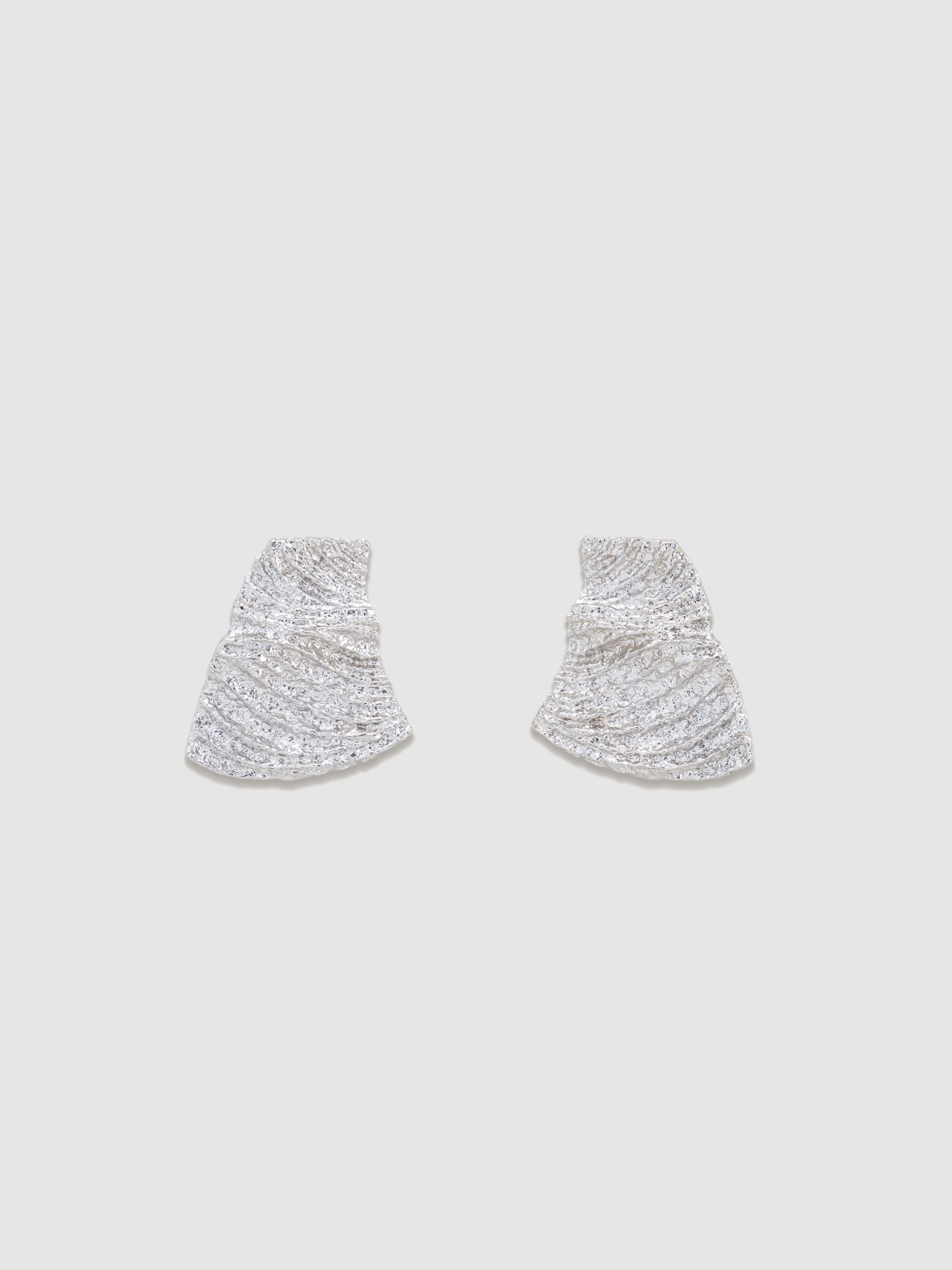 Silver Dune Fold Stud Earring