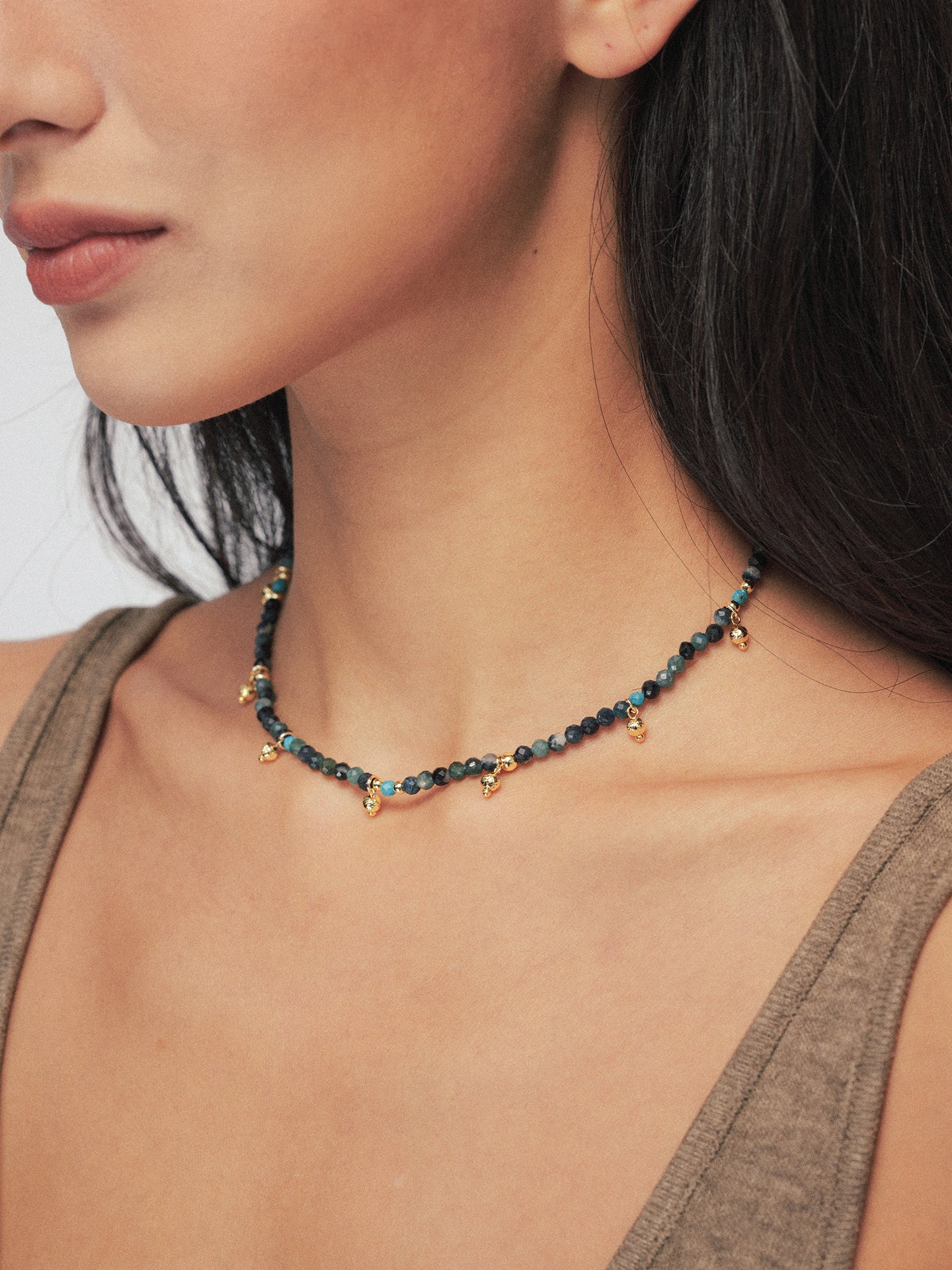 Blue Tourmaline Bead Necklace