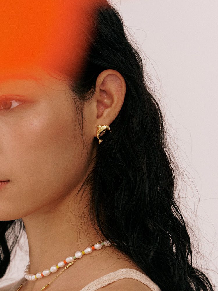 Golden Dolphin Studs