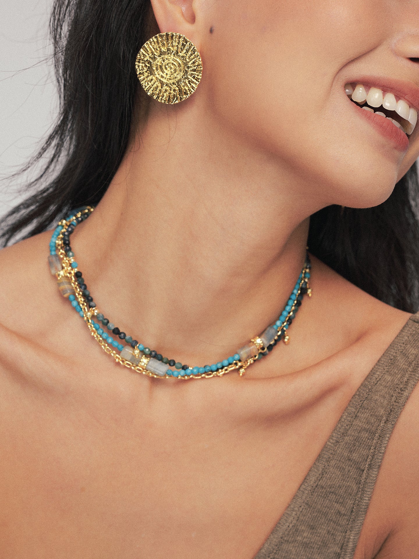 Blue Tourmaline Bead Necklace
